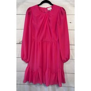 MILLY Size 4 Pink Long Sleeve Dress Flowy Flirty Chic